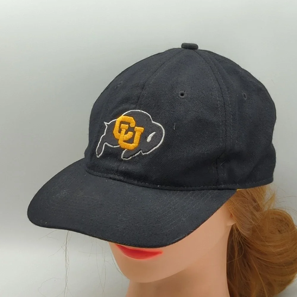 Vtg 1995 Colorado Buffaloes Hat Cap Fitted 7 1/4 100% Wool The Game Black/Yellow